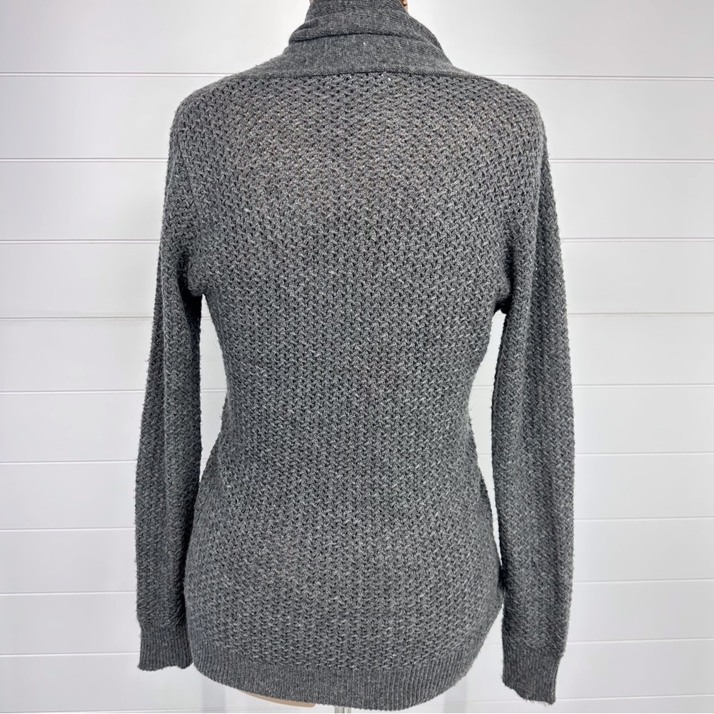 Sioni Charcoal Grey Cashmere Blend Shawl Collar Long Line Cardigan Size Small - Picture 3 of 9